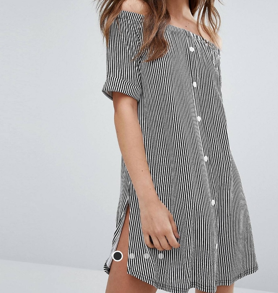 ASOS Button Up Front Strip Dress